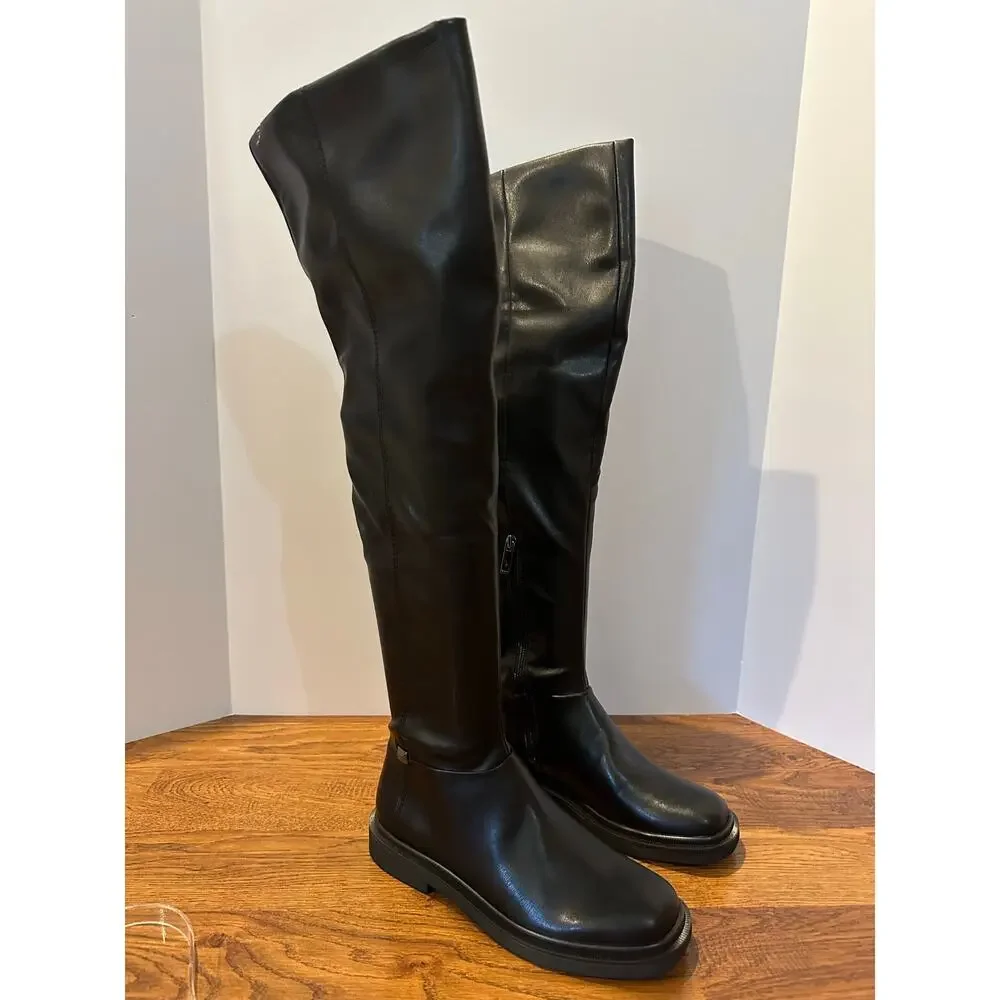 Franco Sarto Angeli Over the Knee Lug Sole Boots Black Women’s Size 8.5